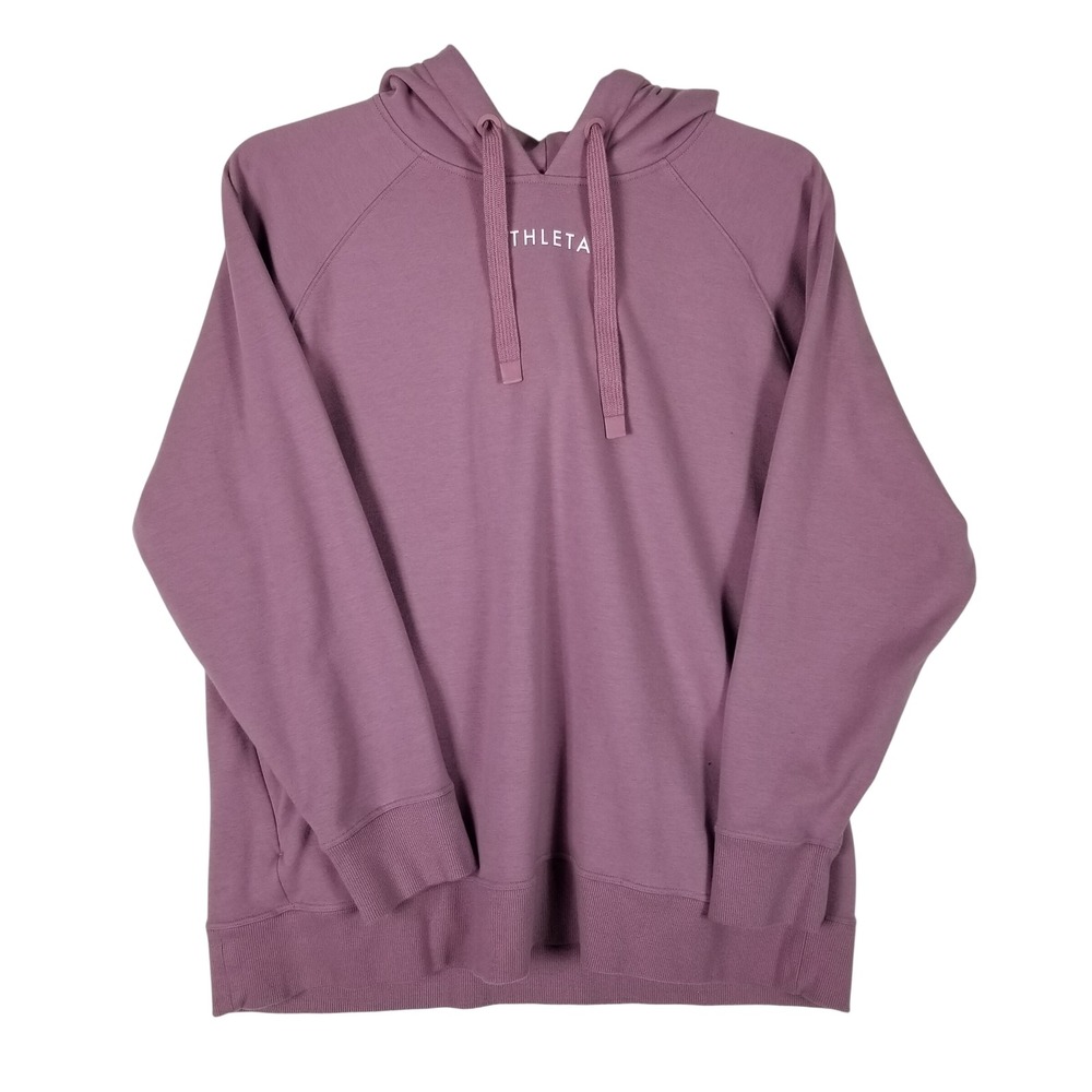 Athleta Triumph Hoodie Women XL Mauve Pink Raglan Sleeve Activewear Sweatshirt
